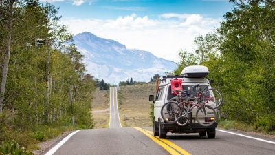 scenic road trip adventure with camper van