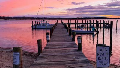 serene sunset view on chestertown dock in md