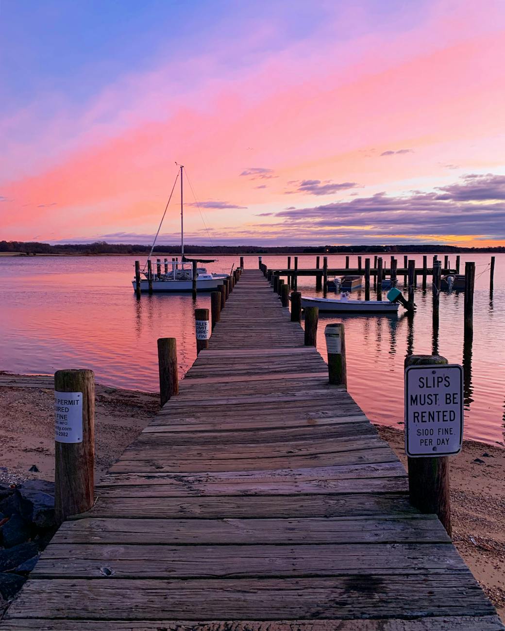 serene sunset view on chestertown dock in md