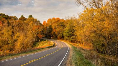 scenic autumn road in ella wisconsin