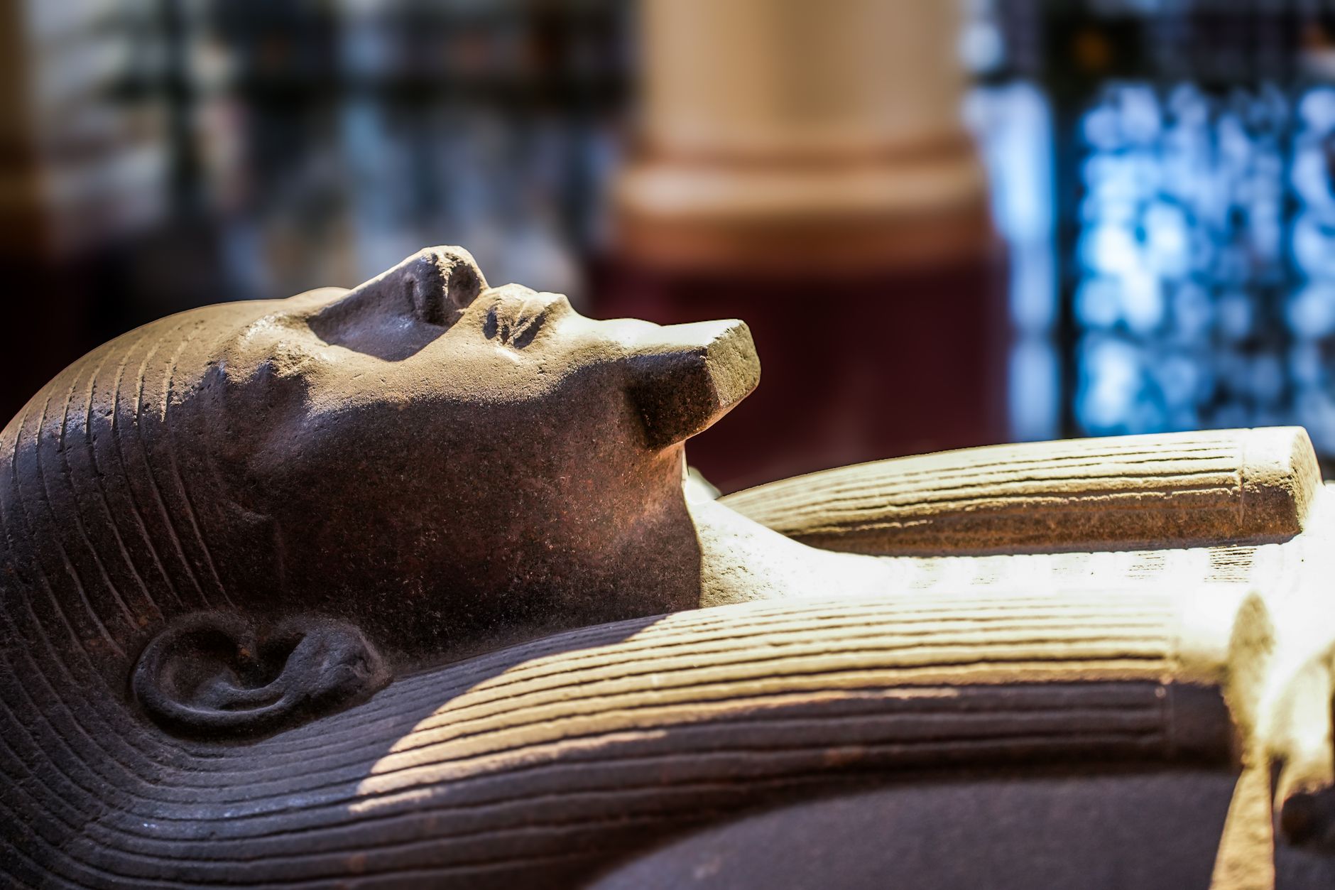 ancient egyptian sarcophagus in museum