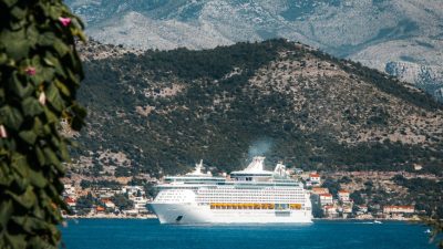 cruise ship in scenic dubrovnik waters