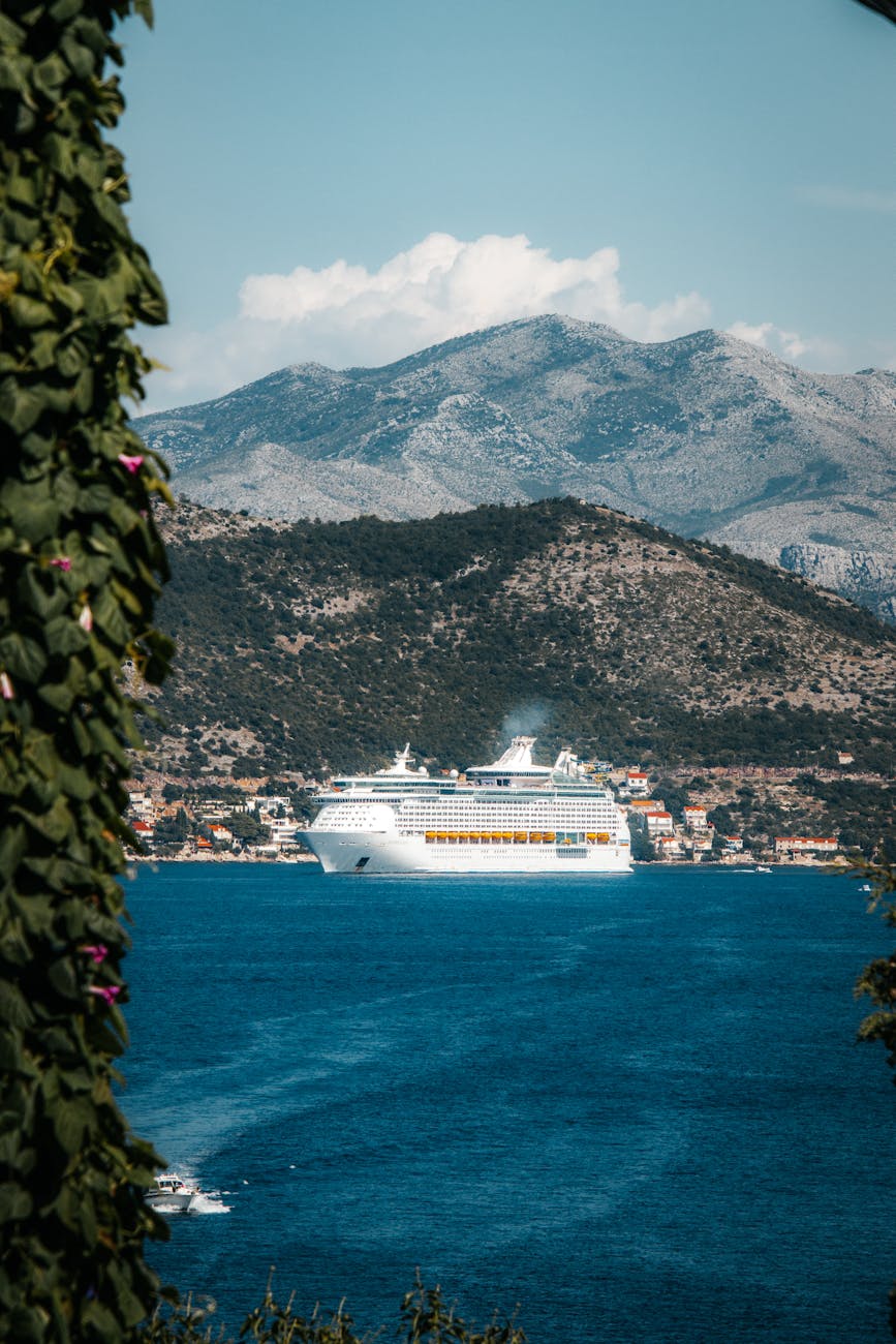 cruise ship in scenic dubrovnik waters