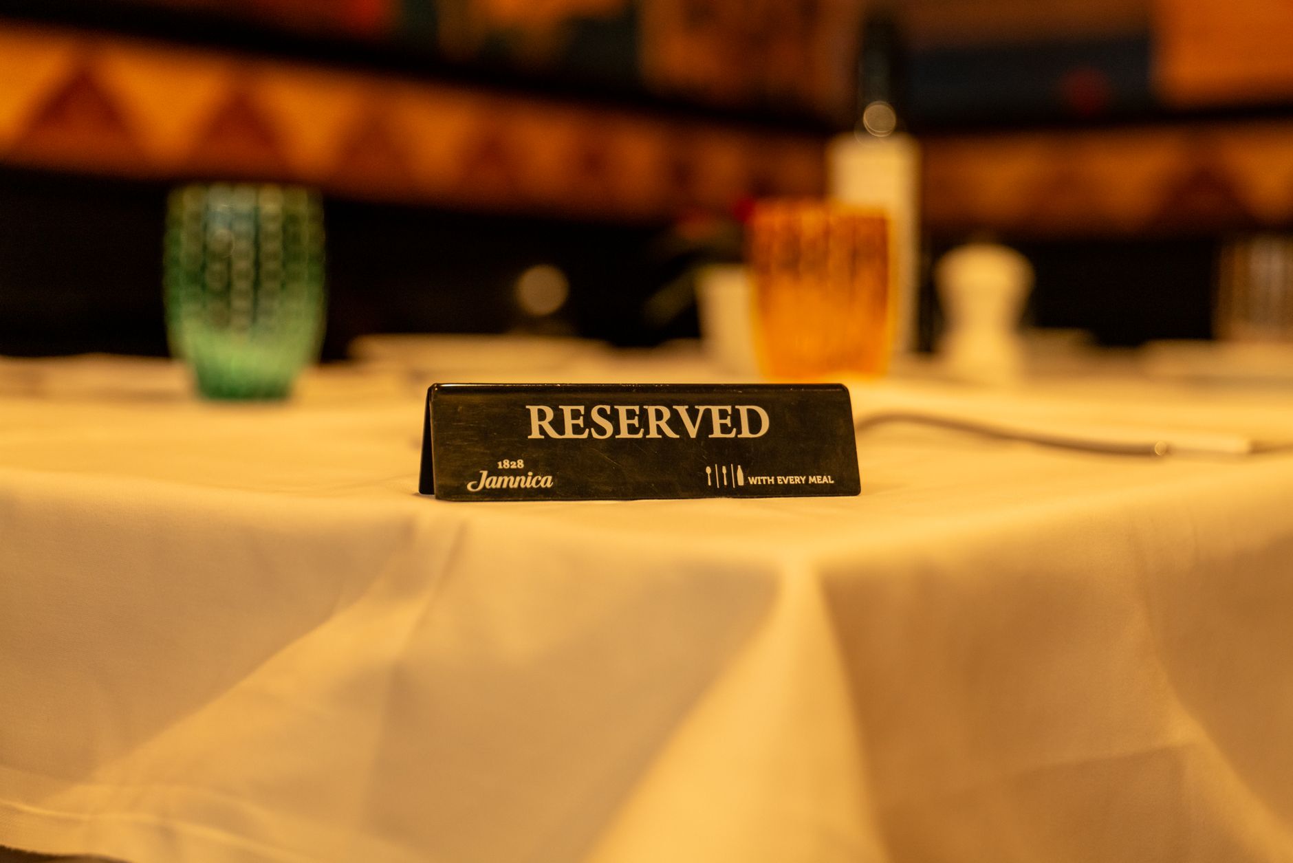 reserved sign on elegant restaurant table