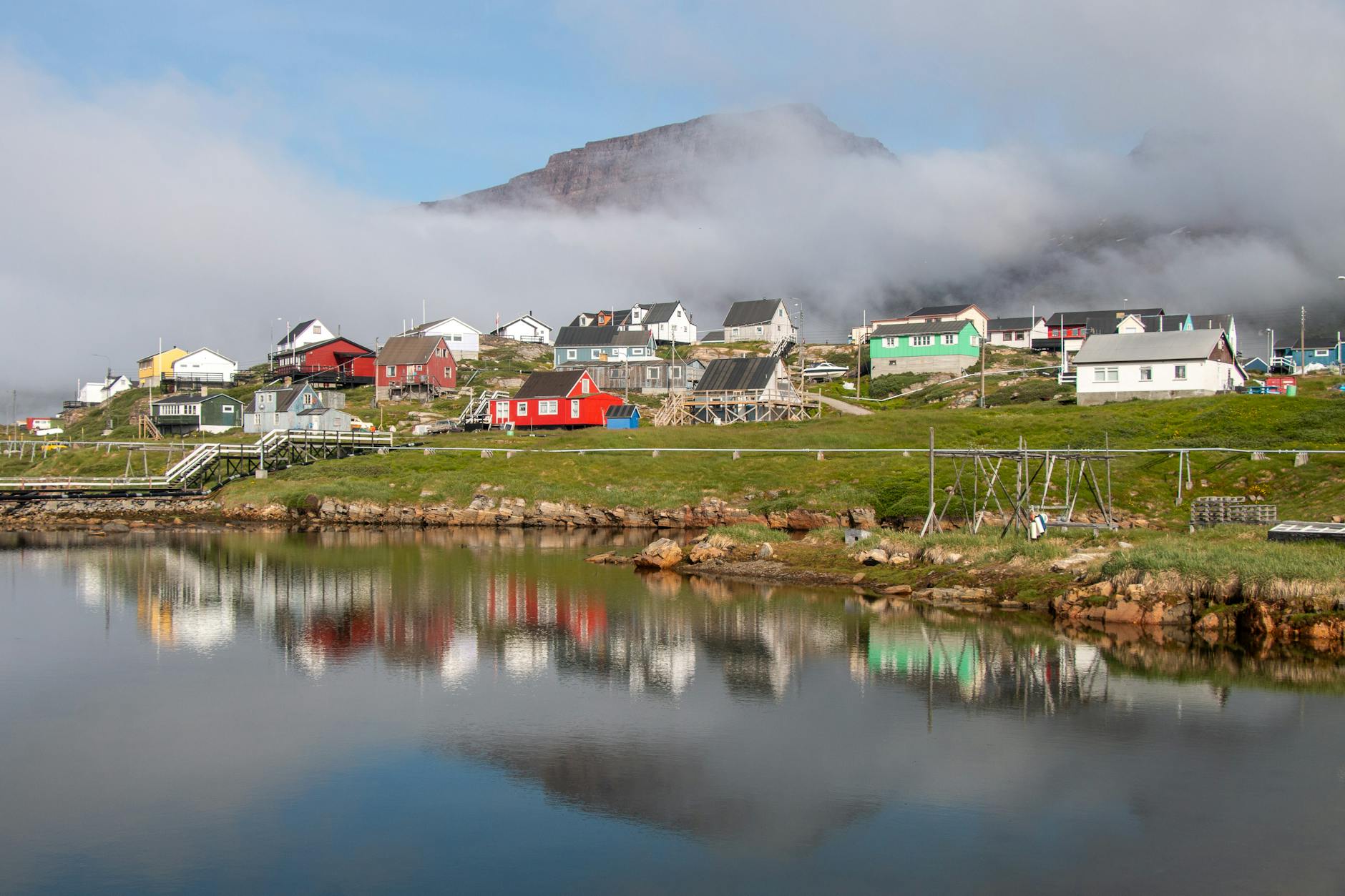 scenic view of qeqertarsuaq greenland village