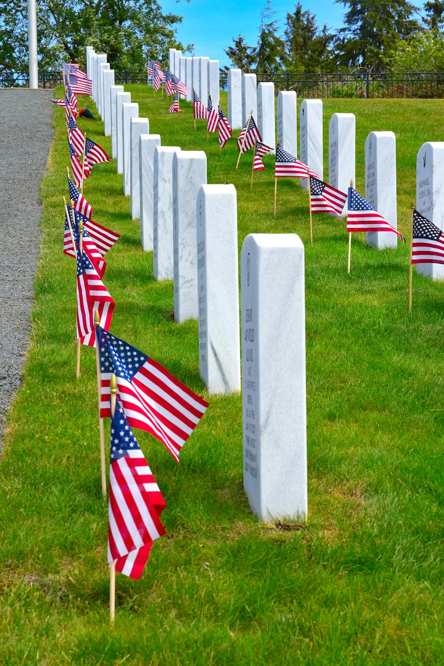 patriotic tribute at military cemetery