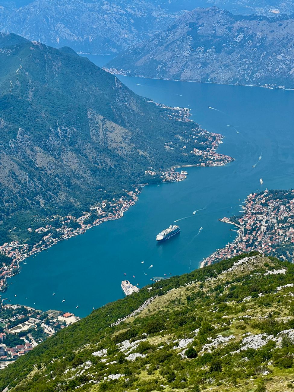aerial view of bay of kotor in montenegro