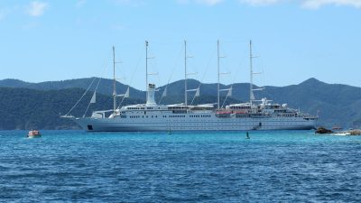luxury cruise ship in tropical waters