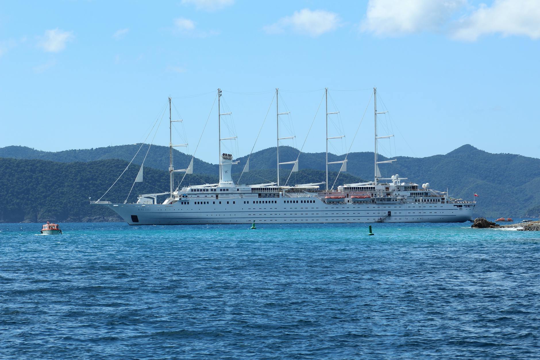 luxury cruise ship in tropical waters