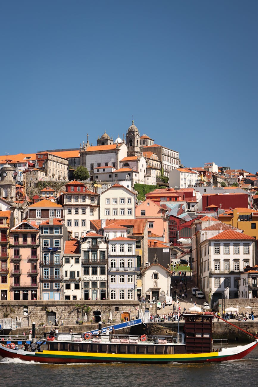 colorful ribeira waterfront in porto portugal