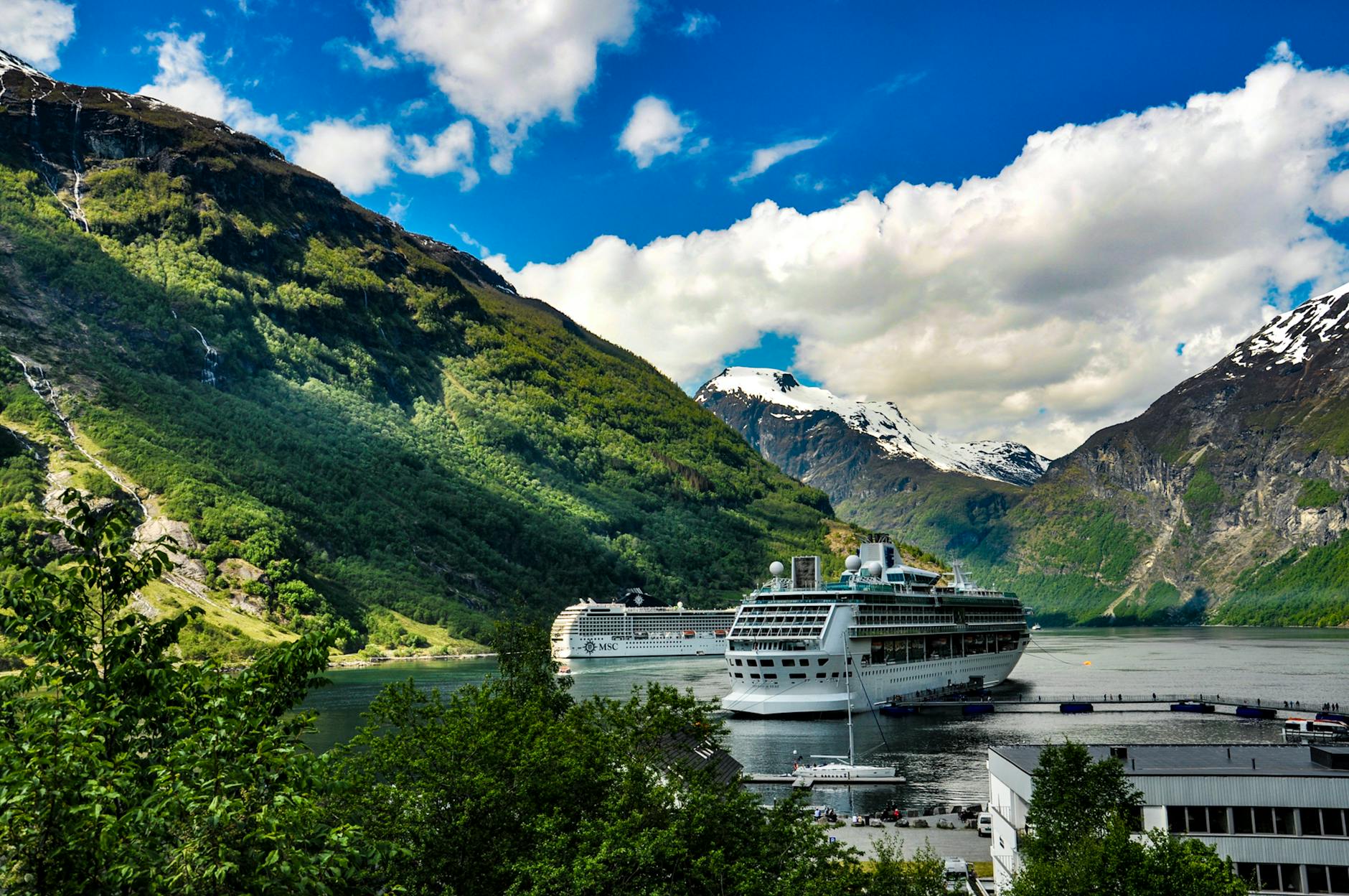 scenic cruise ship in geiranger fjord norway