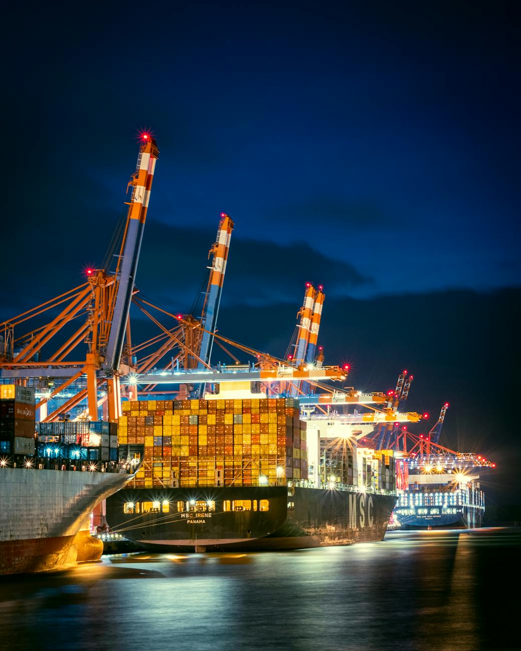 large container ships docked at hamburg port