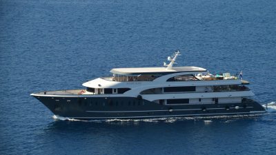 luxury yacht cruising on blue waters