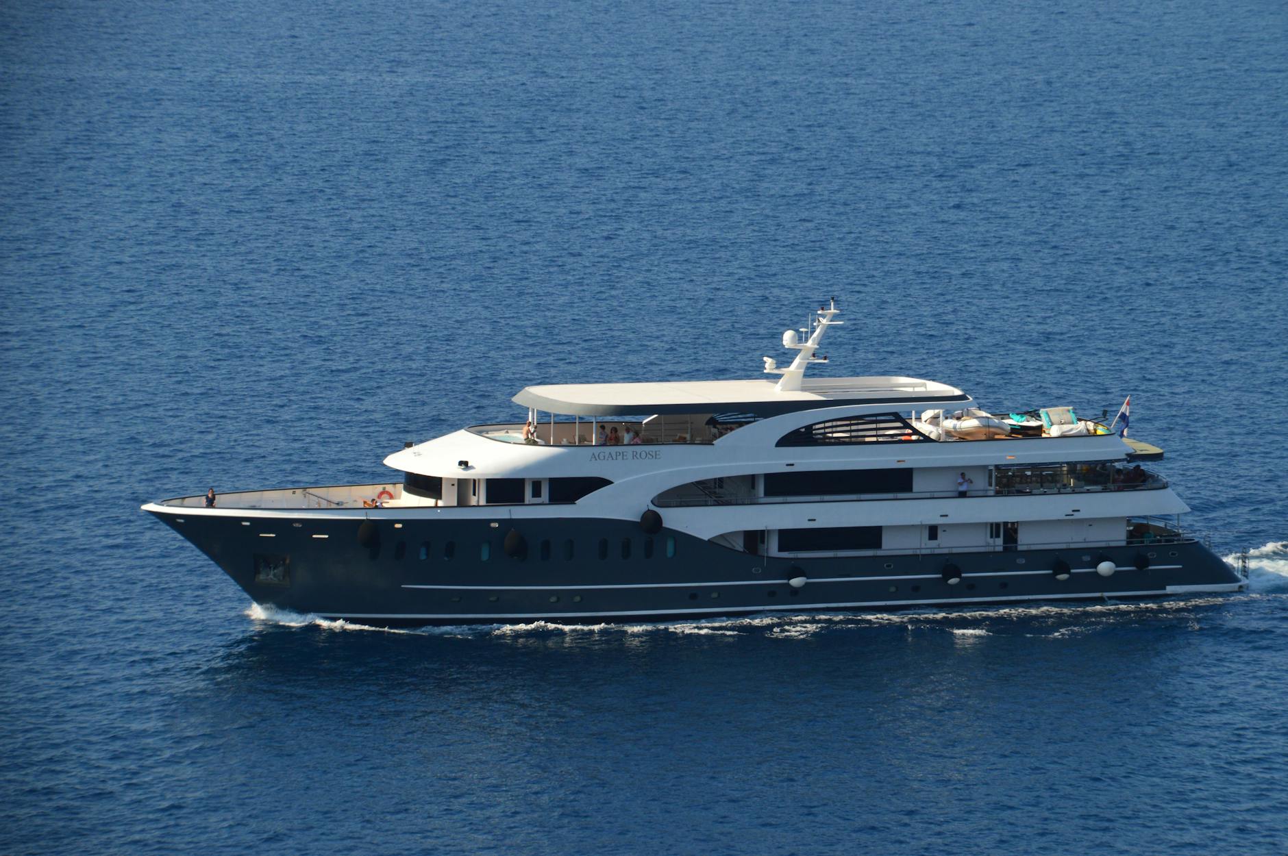 luxury yacht cruising on blue waters