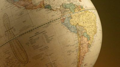 vintage globe with map of the americas