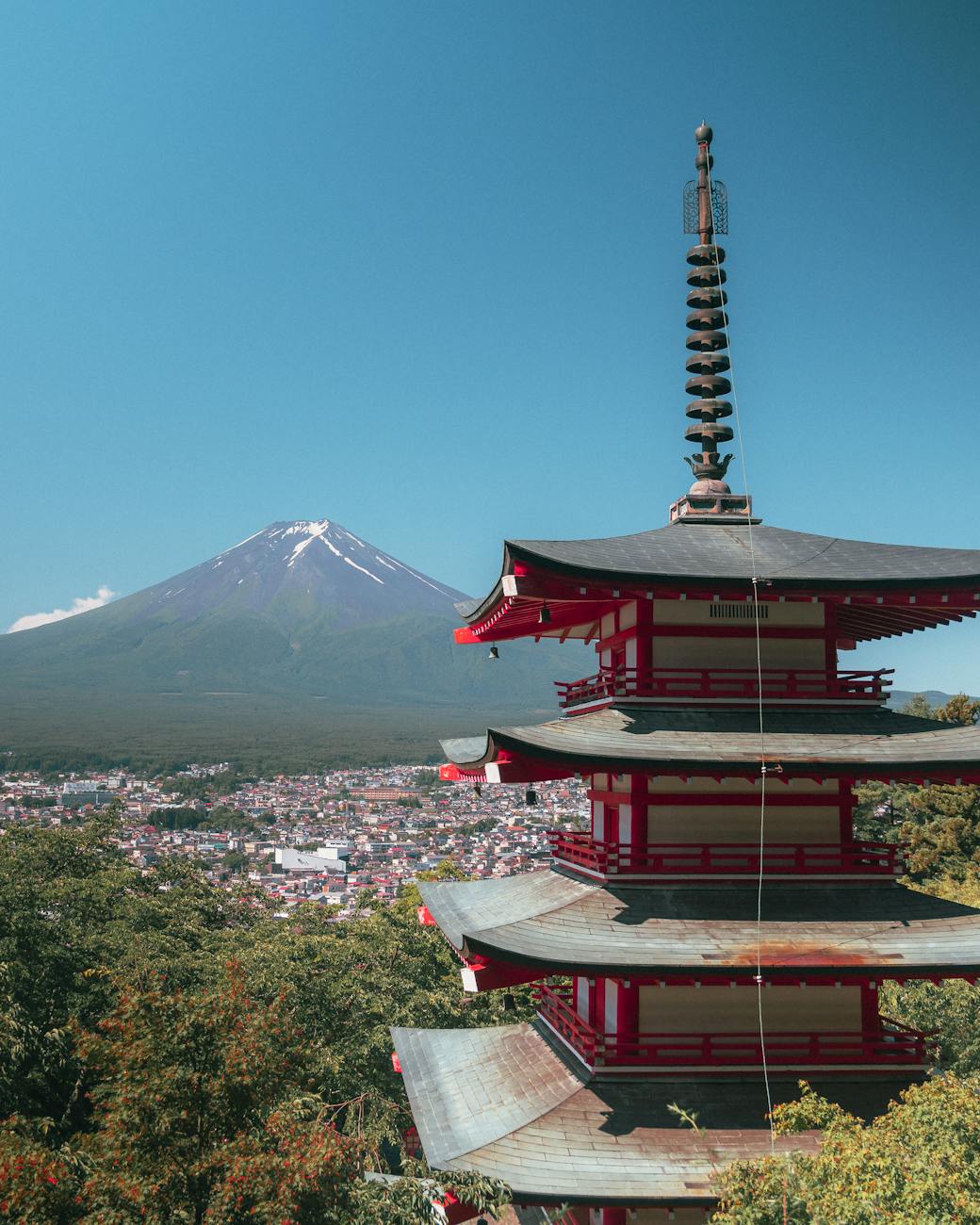 stunning view of mount fuji and chureito pagoda