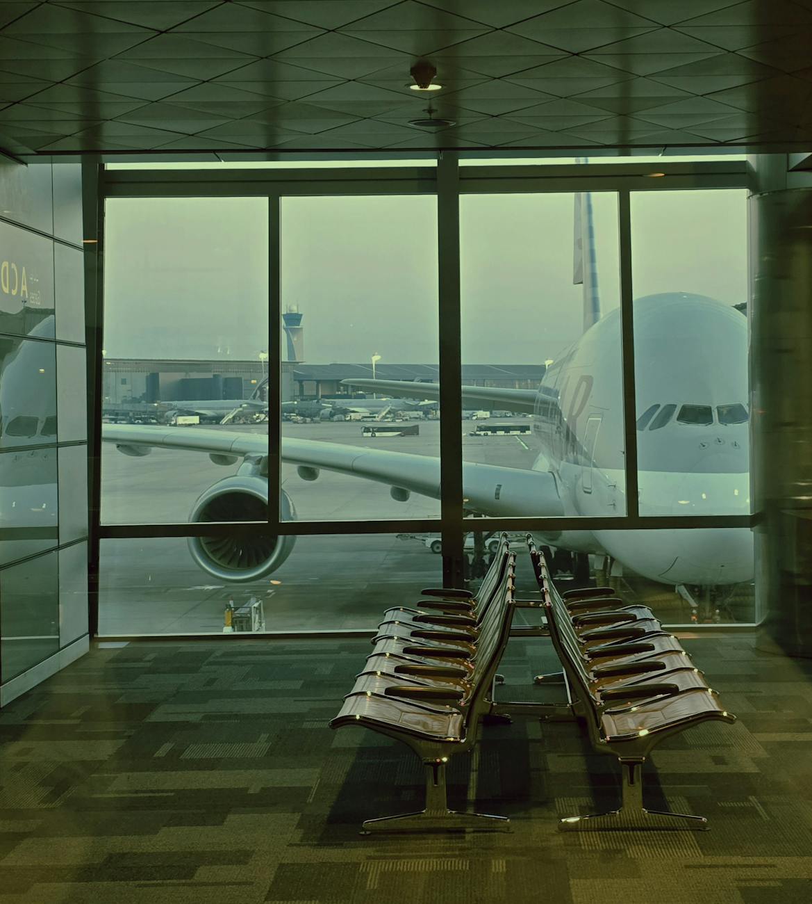 airplane view from airport terminal window