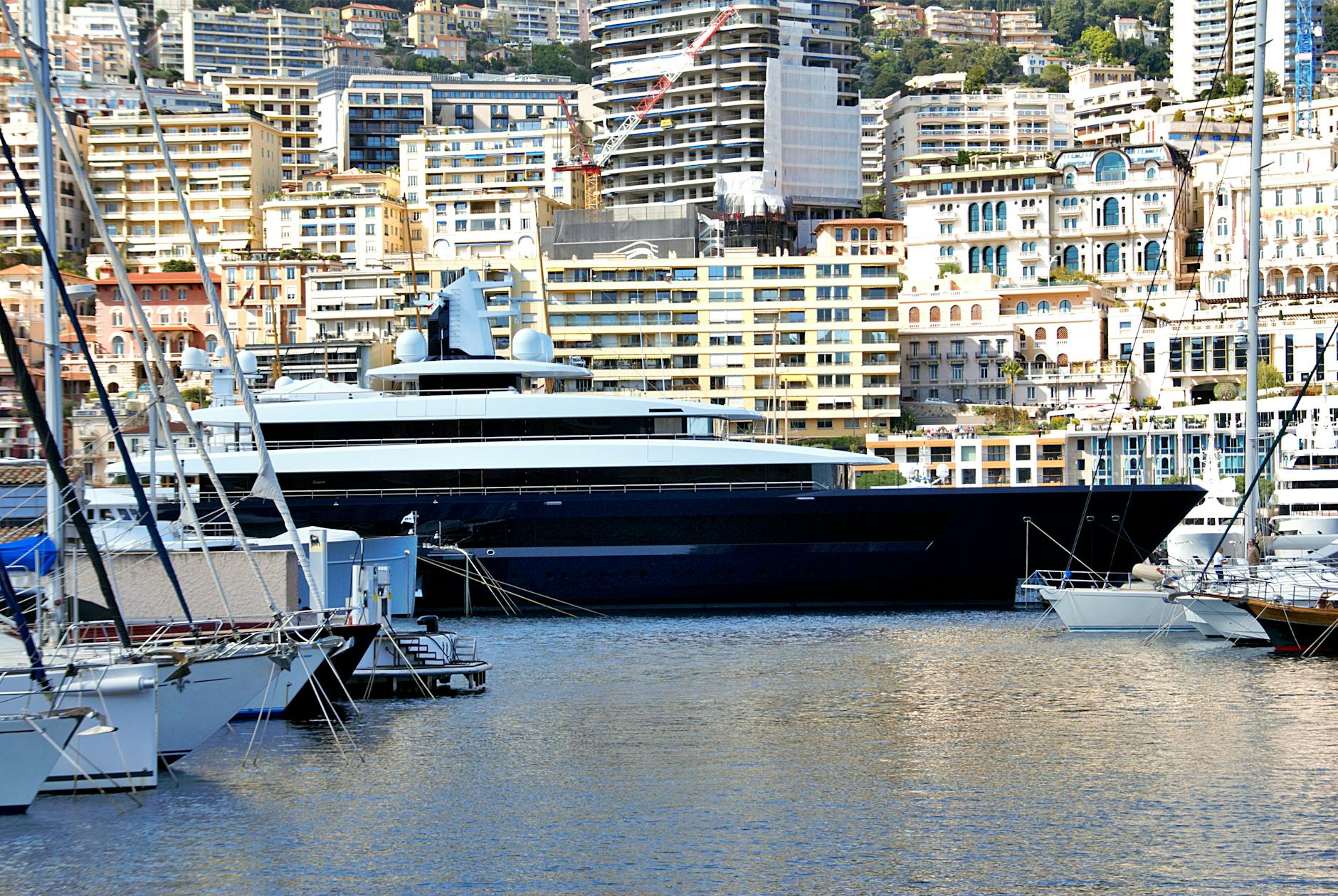luxurious yacht in monaco harbor marina