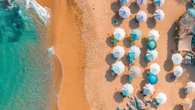 aerial view of vibrant beach in oaxaca mexico