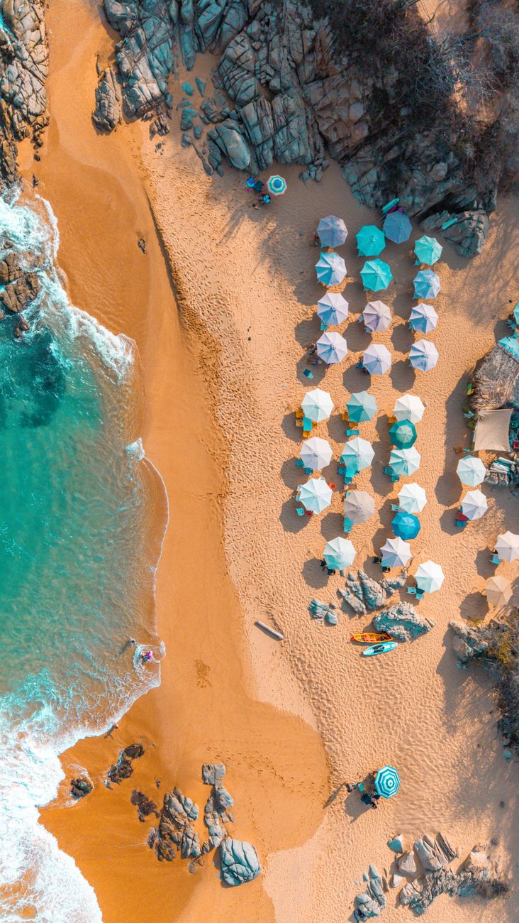 aerial view of vibrant beach in oaxaca mexico
