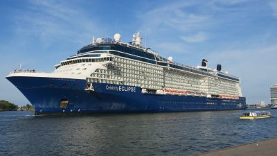 celebrity eclipse cruise ship in amsterdam harbor