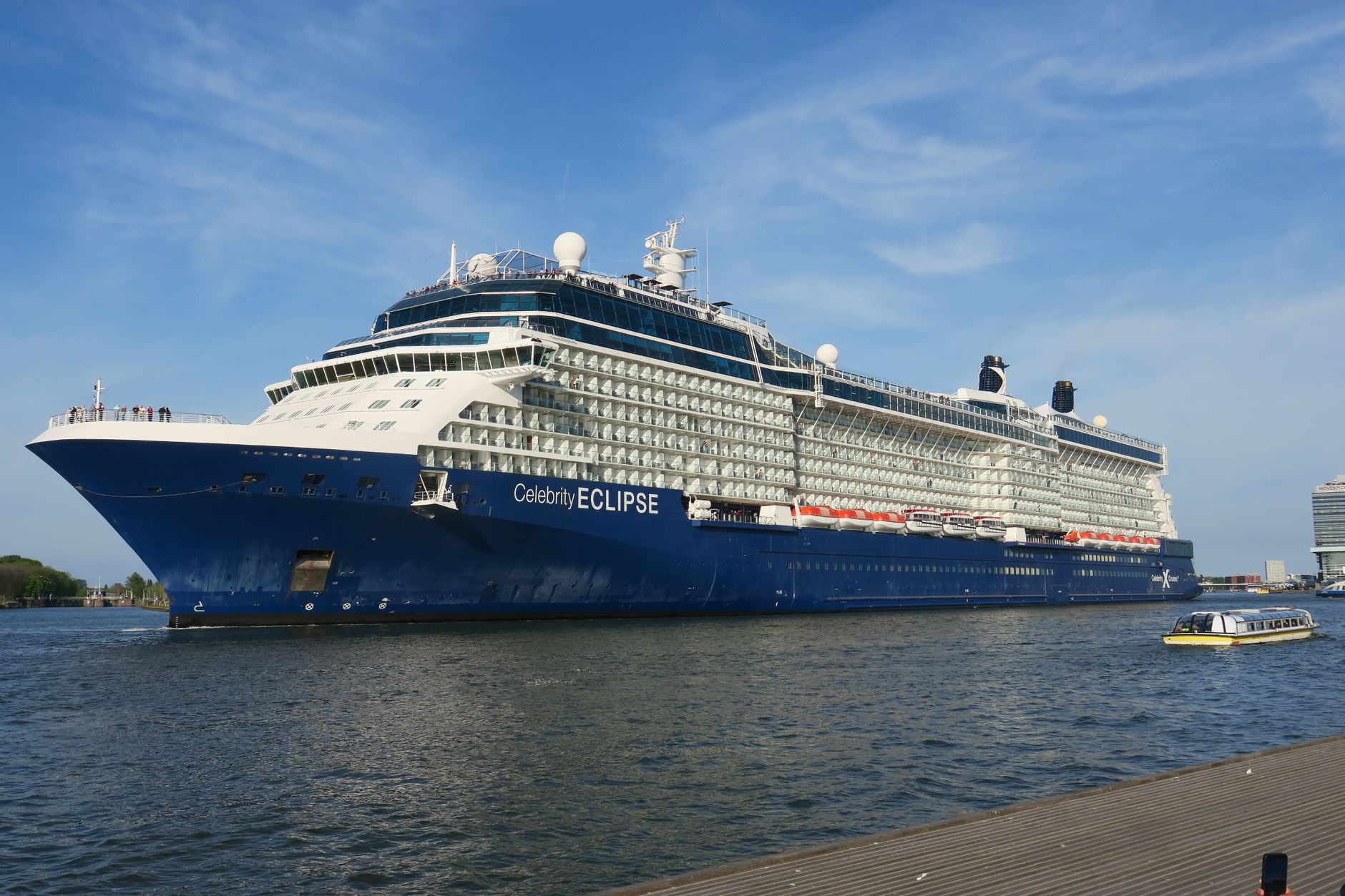 celebrity eclipse cruise ship in amsterdam harbor