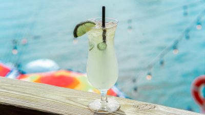 chilled mojito cocktail by the ocean