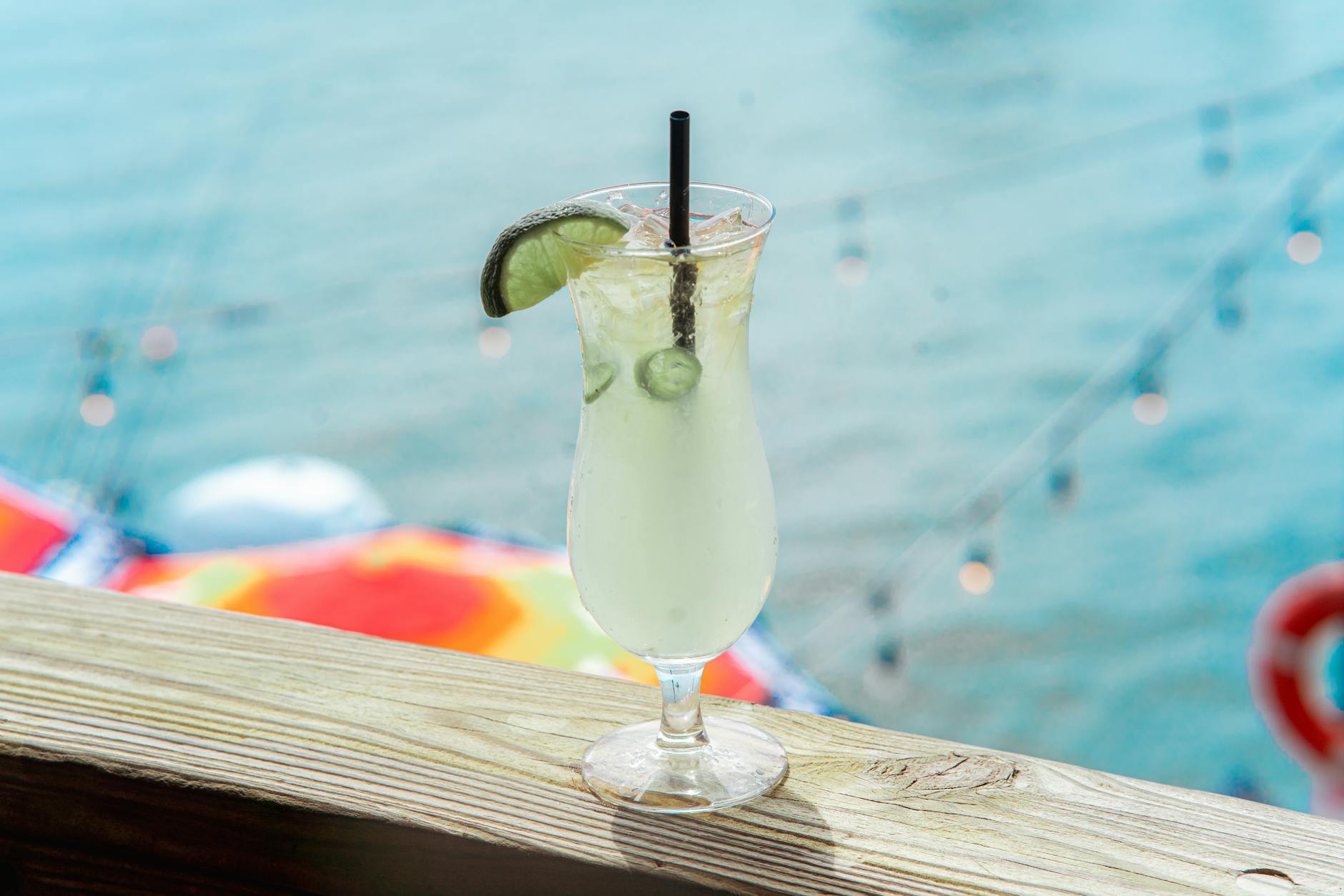 chilled mojito cocktail by the ocean