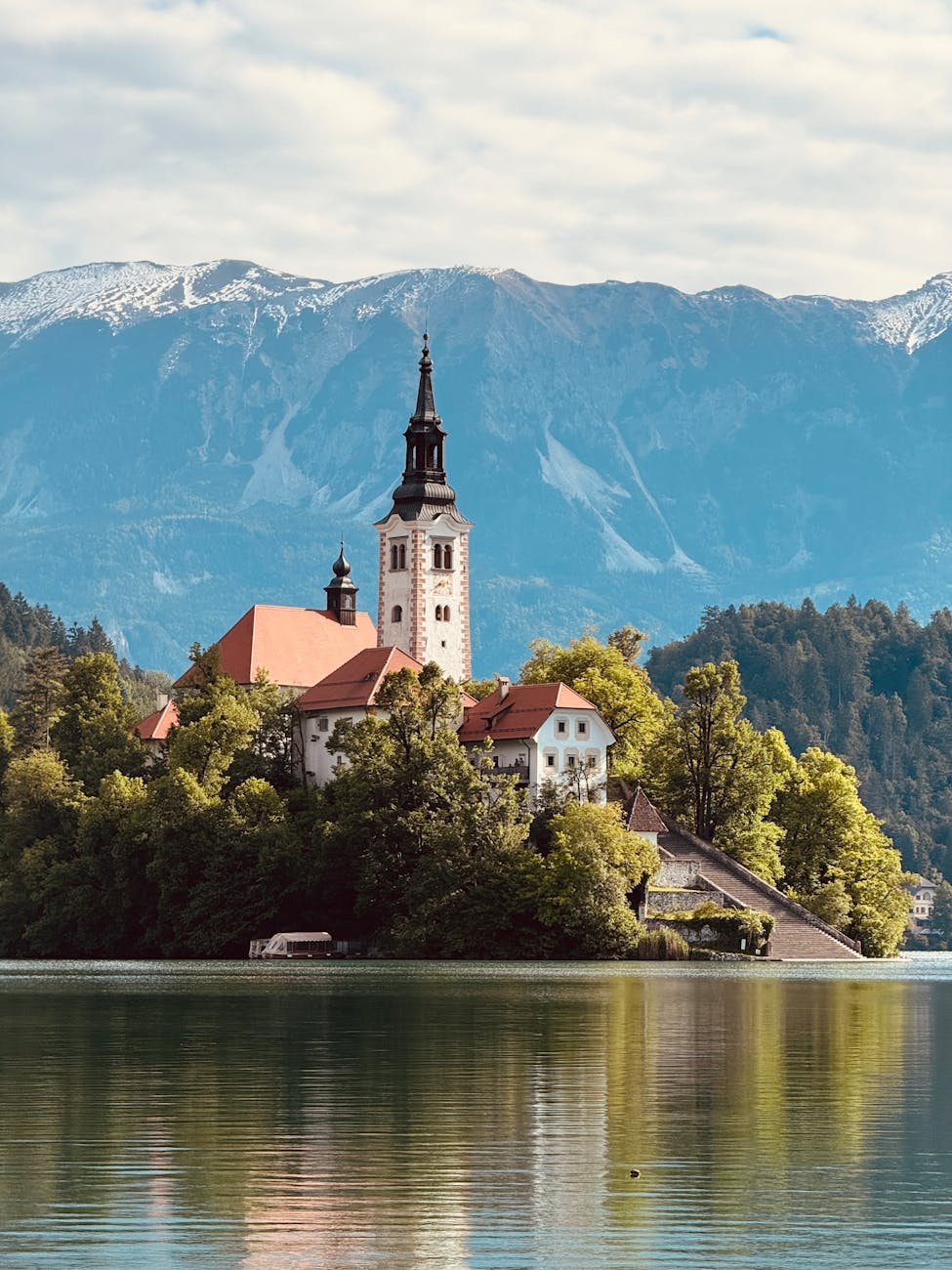 scenic view of lake bled with church