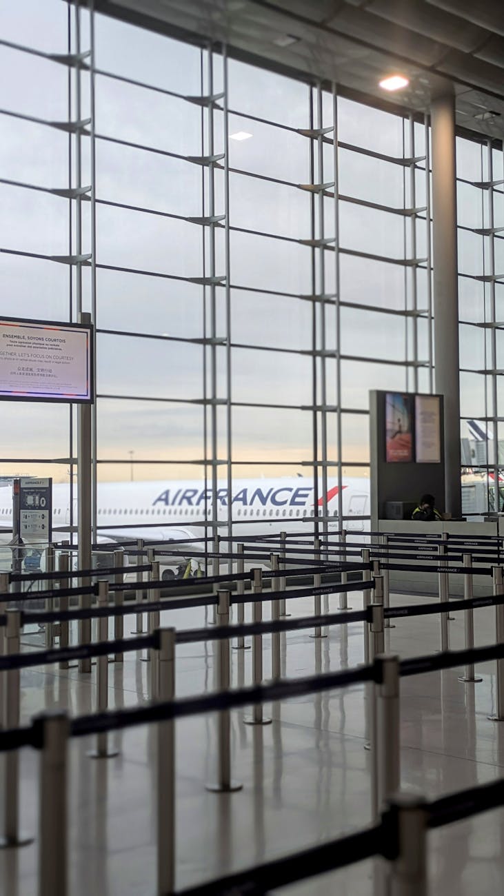 air france plane view from airport terminal