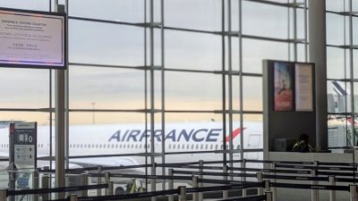 air france plane view from airport terminal