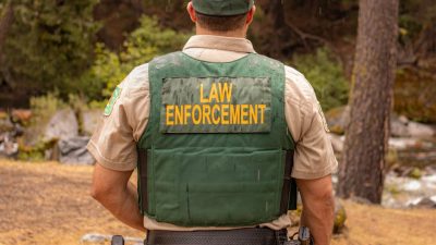 law enforcement officer in forest environment