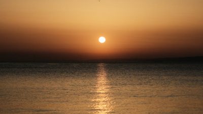 beautiful sunset over sea in degirmendere turkiye