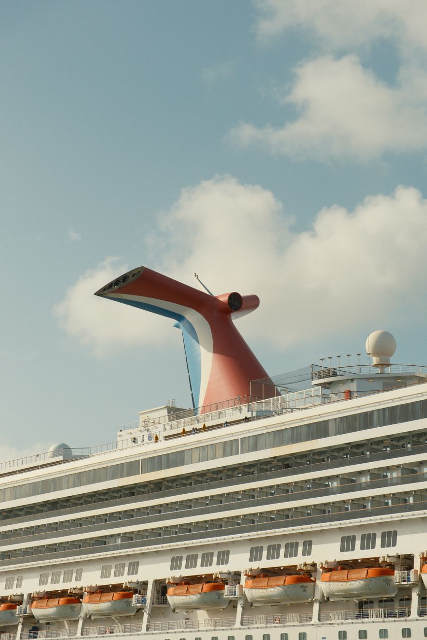 luxurious cruise ship against blue sky