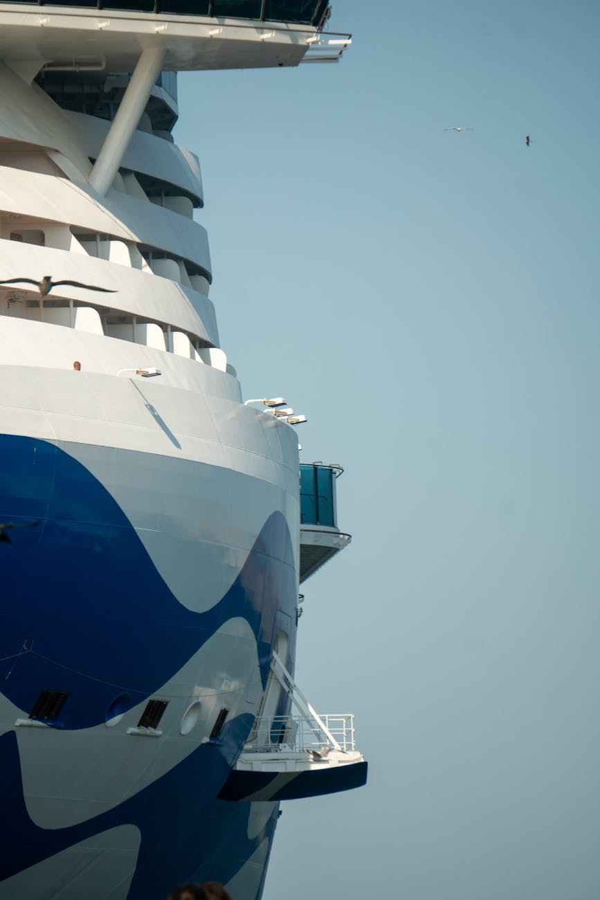 close up of modern cruise ship bow at sea