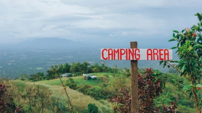 scenic camping area with mountain view