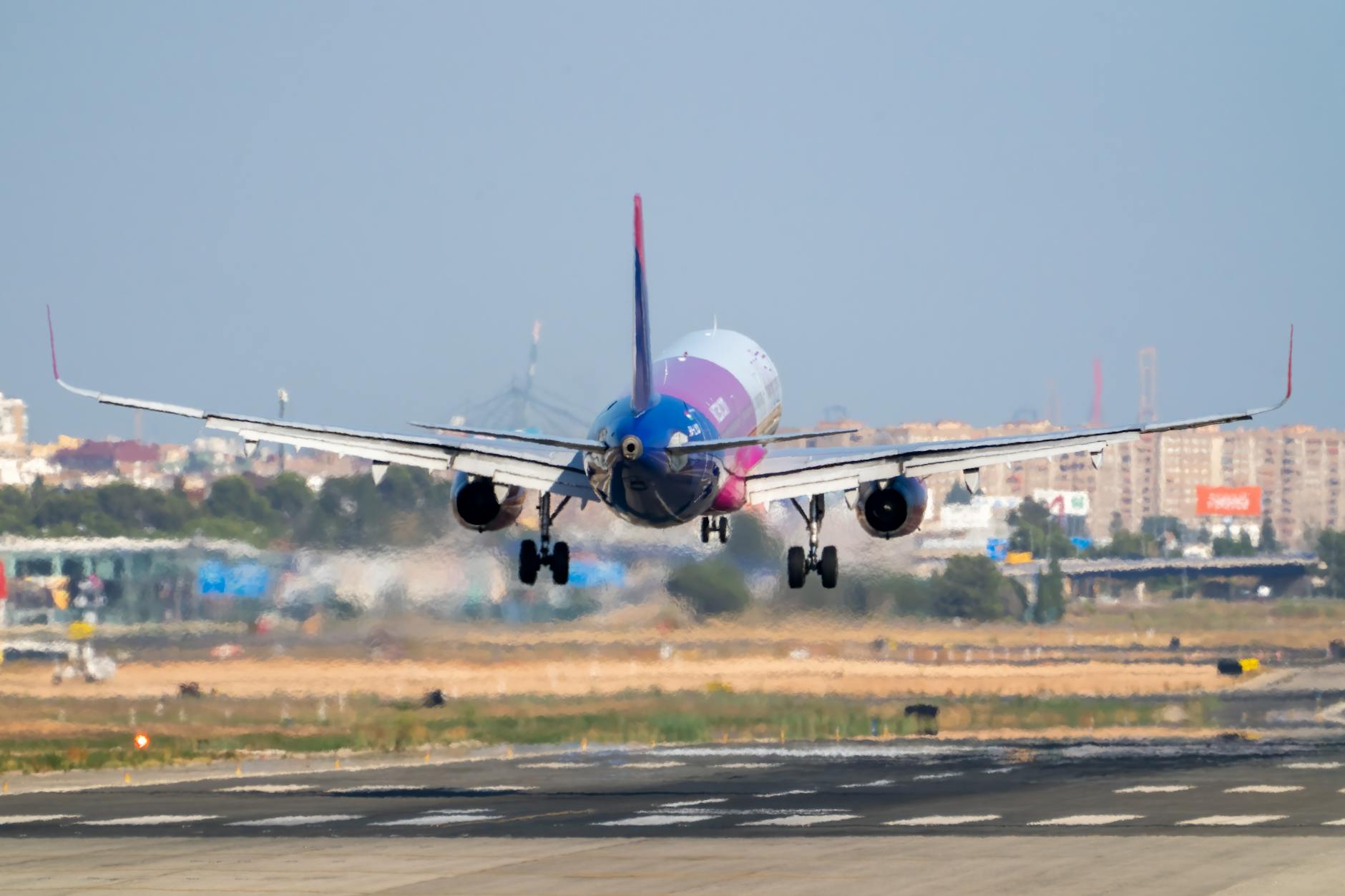 airplane landing at manises airport spain