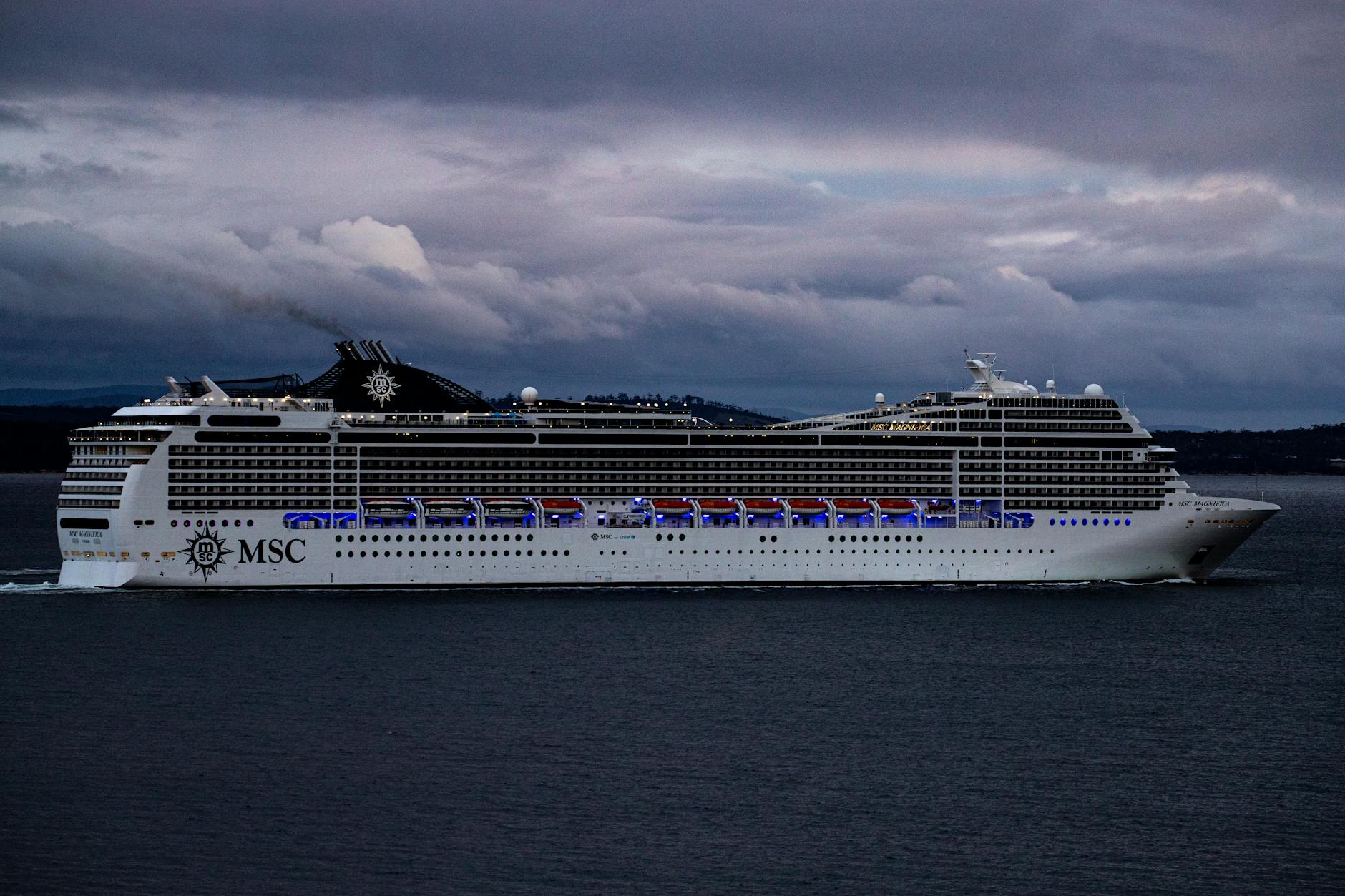 msc cruise ship sailing in hobart tasmania
