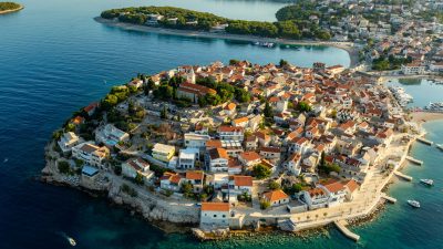 aerial view of primosten peninsula in croatia