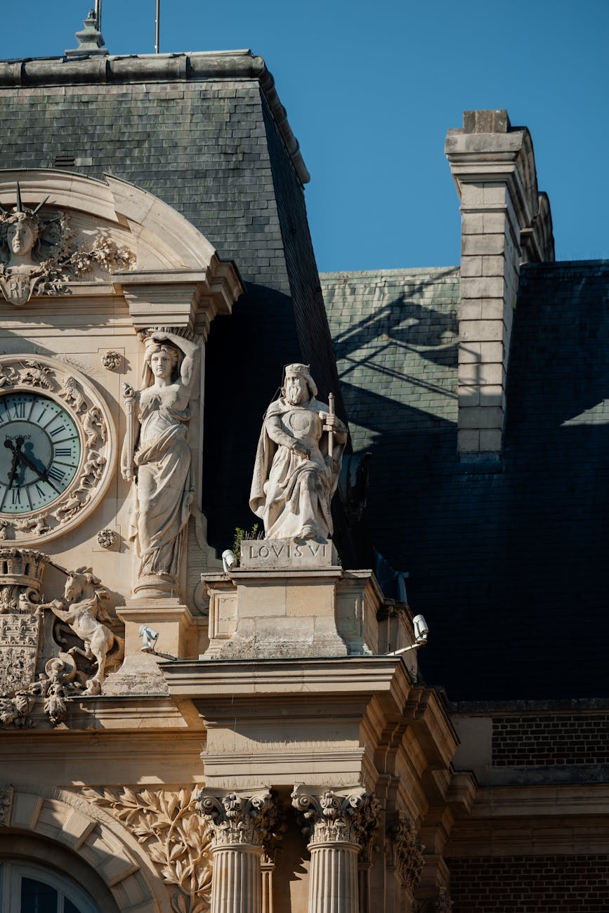 ornate french architecture with sculptures