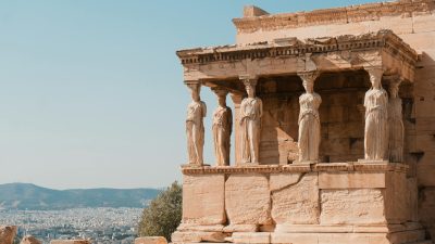 erechtheion temple with caryatids in athens
