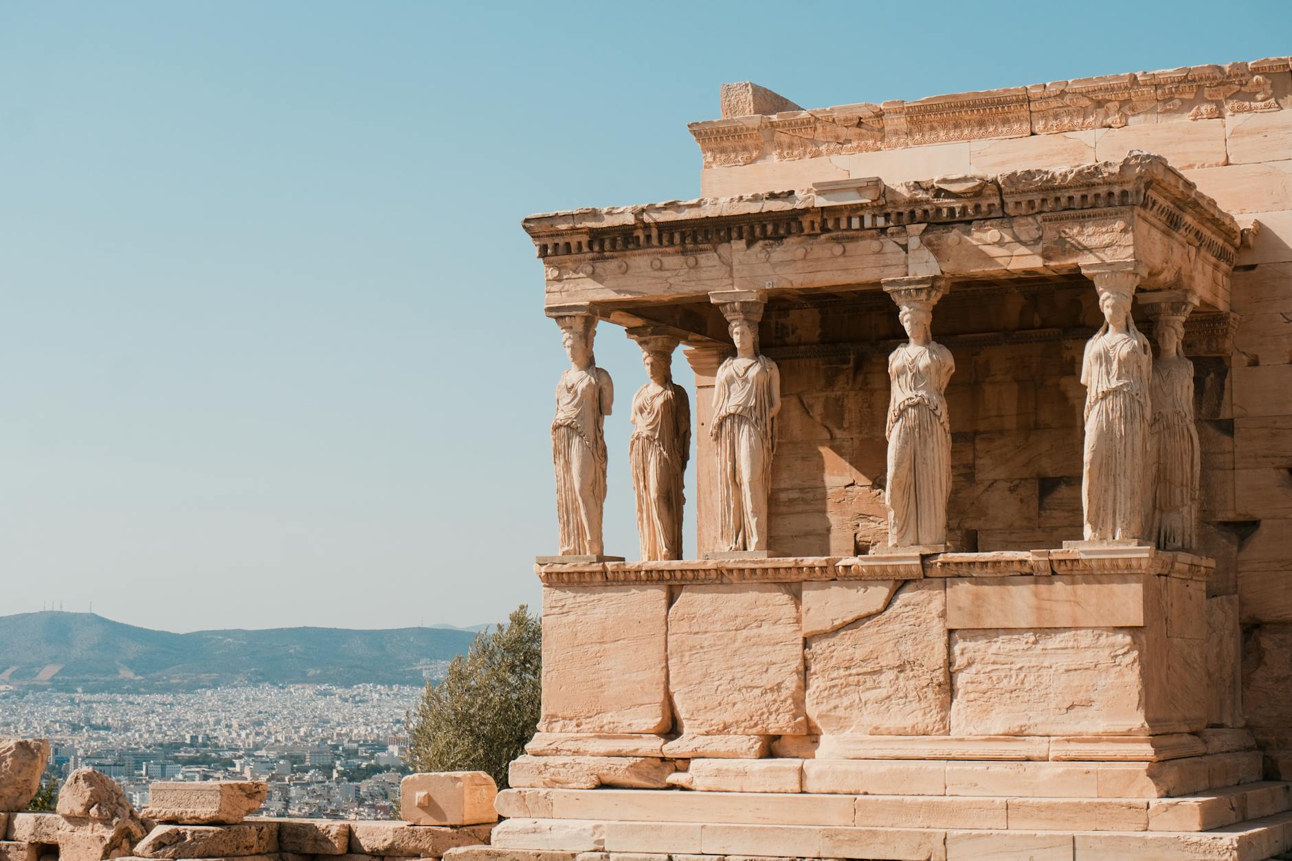 erechtheion temple with caryatids in athens
