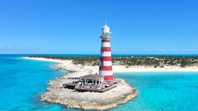 bimini lighthouse on azure waters