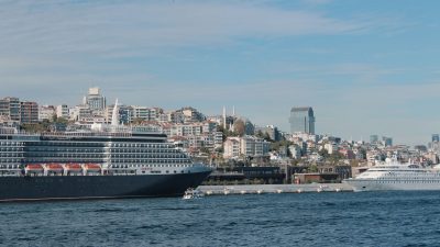 cruise ships docked in istanbul harbor on a sunny day