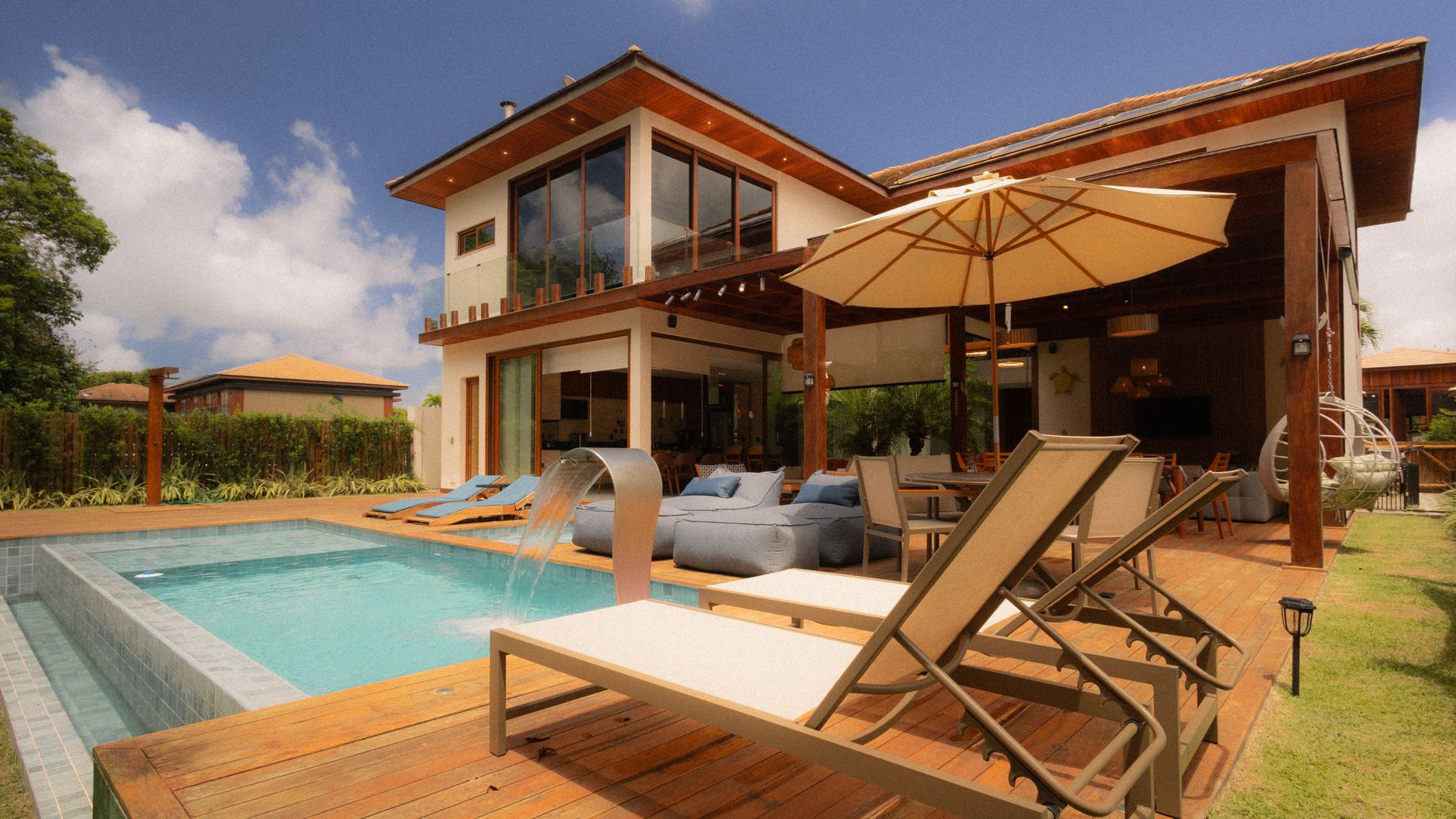luxurious modern villa with outdoor pool
