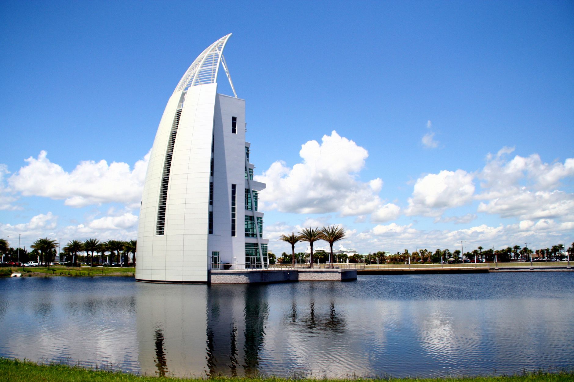 modern building by waterfront in cape canaveral