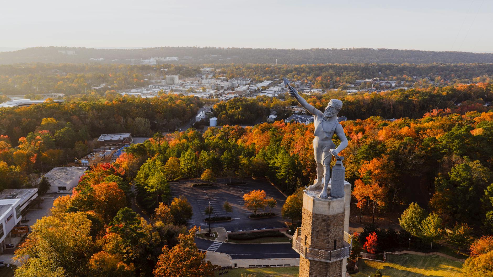 aerial view of vulcan statue in birmingham alabama
