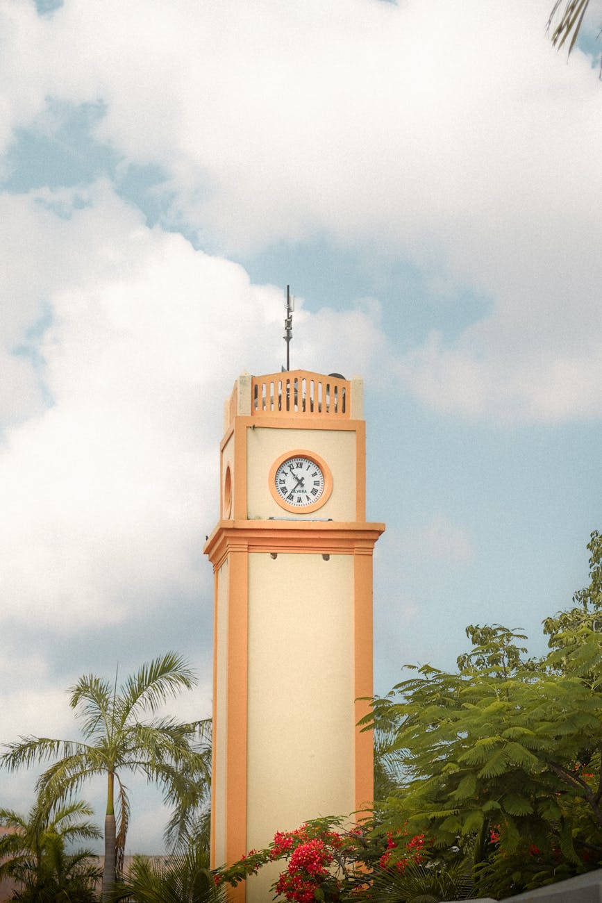 scenic clock tower in cozumel mexico