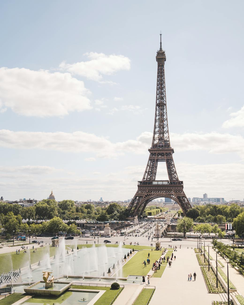 eiffel tower in paris on a sunny day