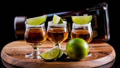 gourmet tequila shots with lime and salt